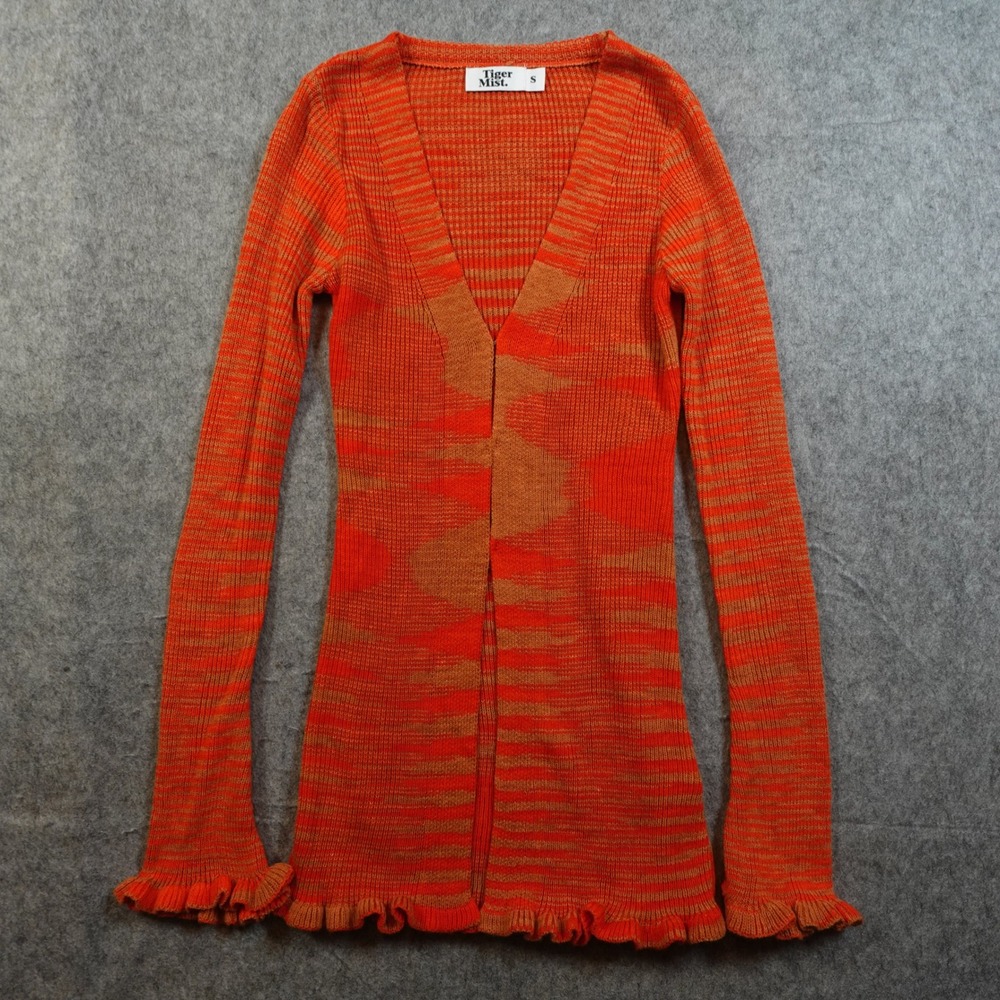 Tiger Mist Sweater Womens Small Orange Tan‎ Hazel Knit Tunic VNeck